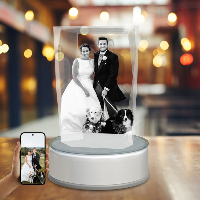 Wedding 3D Crystal Paper Weight Cube