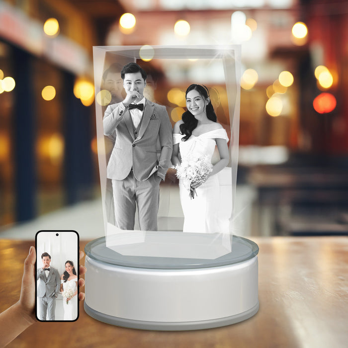 Wedding 3D Crystal Paper Weight Cube