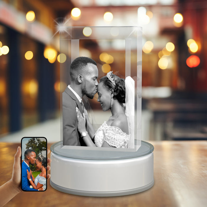 Wedding 3D Crystal Rectangle Portrait Tower