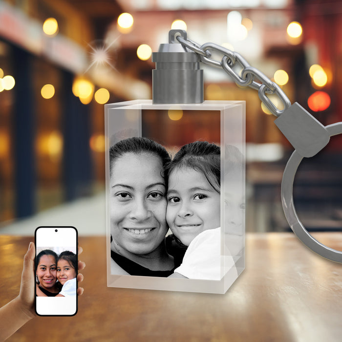 Family 3D Crystal LED Rectangle Keychain