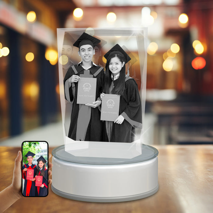 Graduation 3D Crystal Paper Weight Cube