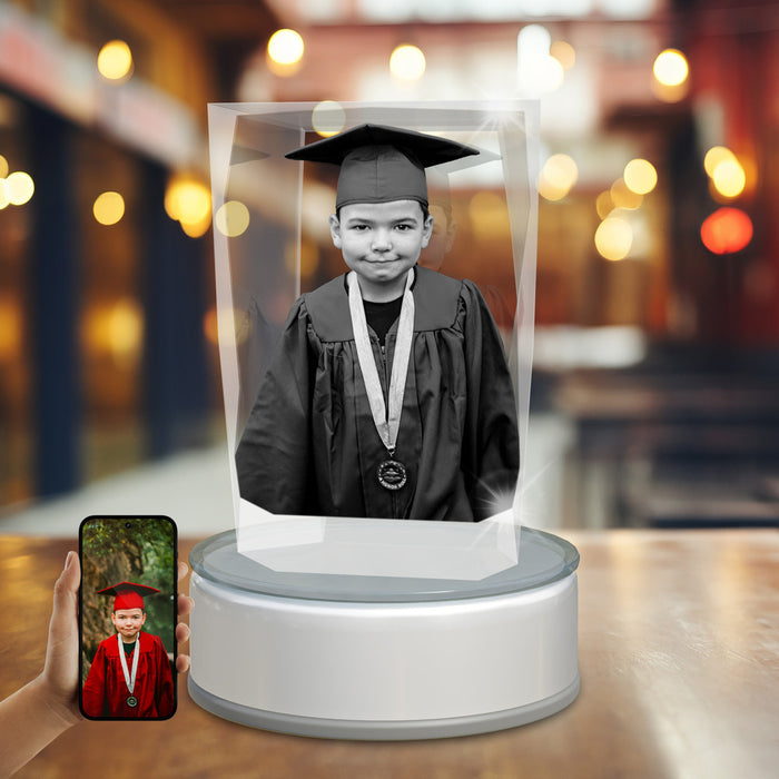 Graduation 3D Crystal Paper Weight Cube