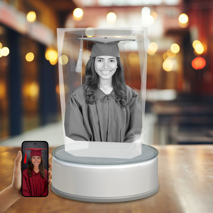 Graduation 3D Crystal Paper Weight Cube