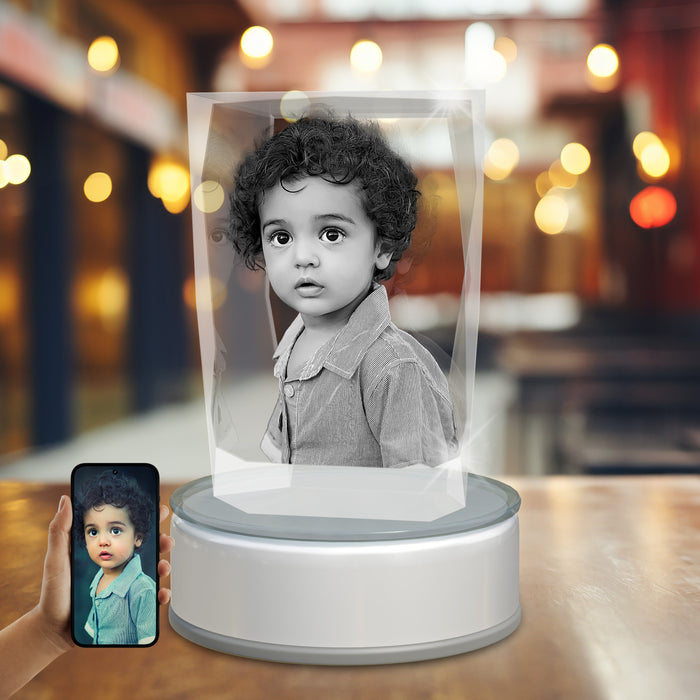 Child 3D Crystal Paper Weight Cube