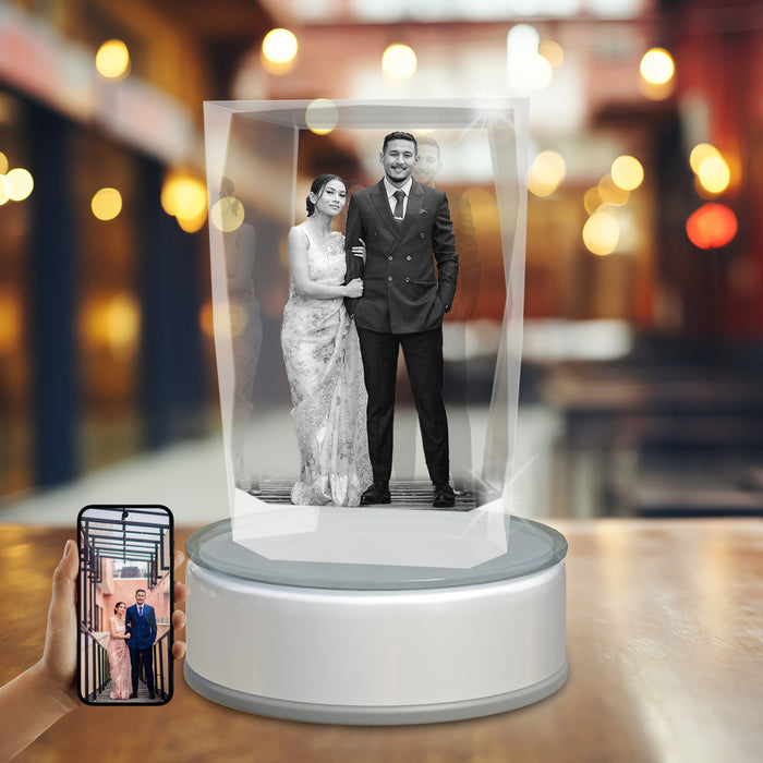 Anniversary 3D Crystal Paper Weight Cube