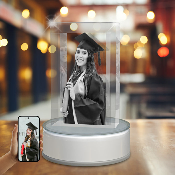 Graduation 3D Crystal Rectangle Portrait Tower