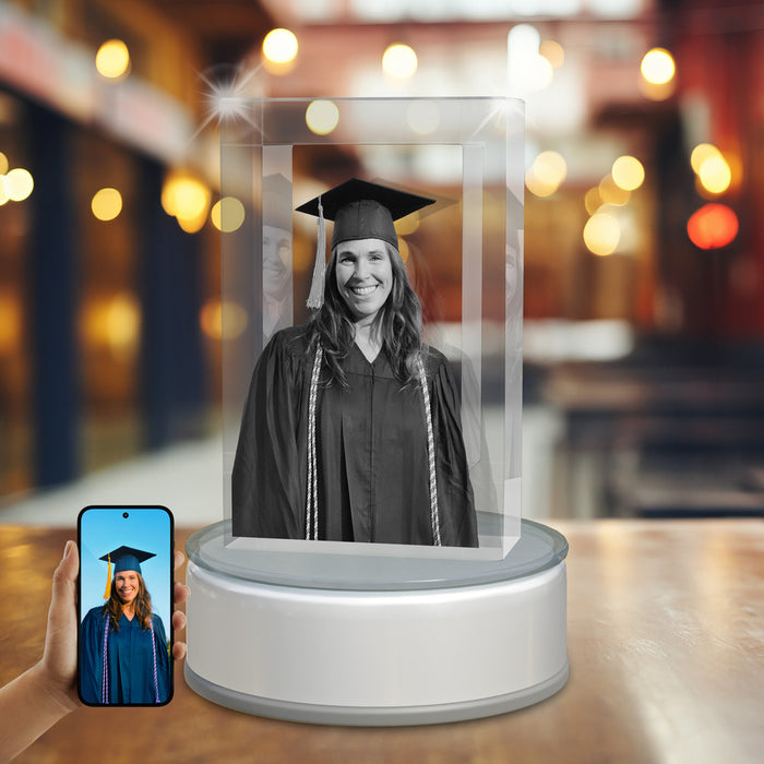 Graduation 3D Crystal Rectangle Portrait Tower