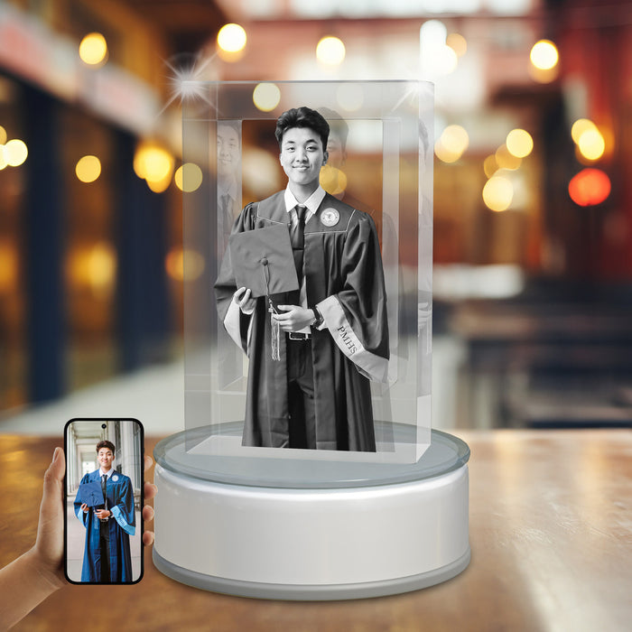 Graduation 3D Crystal Rectangle Portrait Tower