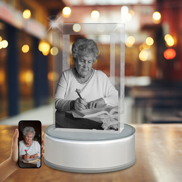 Memorial 3D Crystal Rectangle Portrait Tower