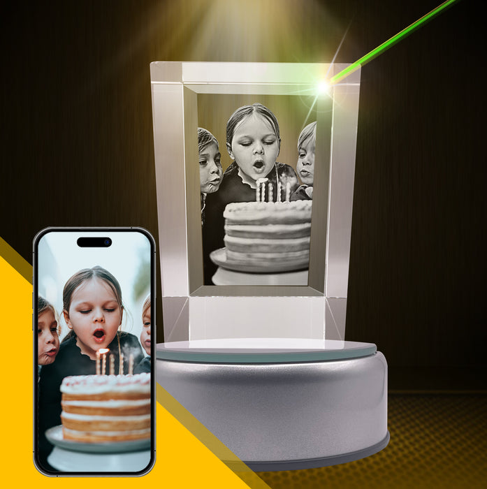 Birthday 3D Crystal Rectangle Portrait Tower